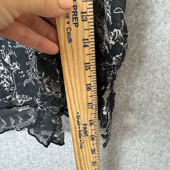 Allison Taylor Silk Blouse Women’s Petite Large Black Ruffle Whimsy Fairy Boho - Picture 8 of 14